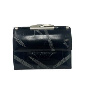 Garys Leather Embossed Tri-Fold‎ Wallet Black Pen Design Made in USA